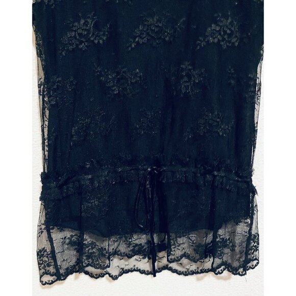 Intuitions Top Womens Medium Black Lace Scoop Neck Sleeveless Whimsigoth Y2K - Picture 3 of 8